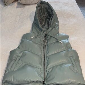 Hooded Puffer Vest in Sage